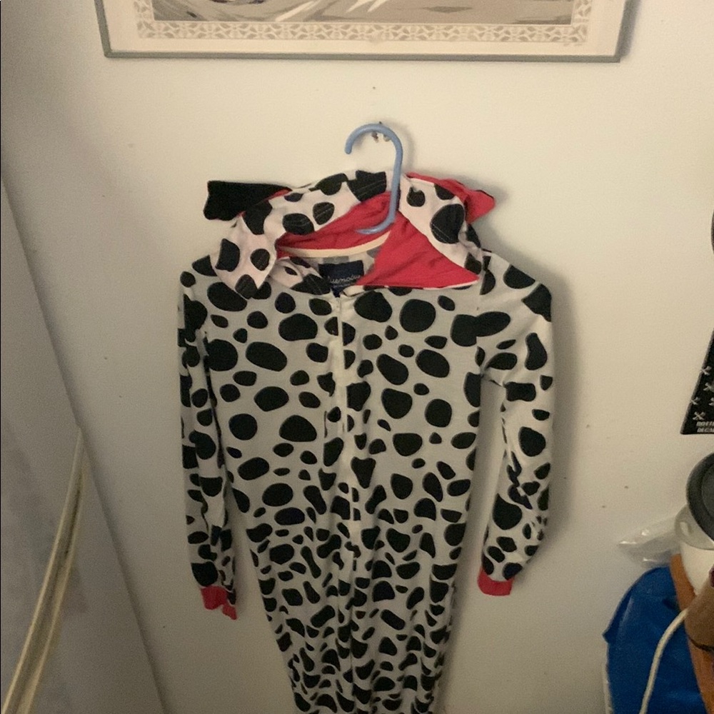 Adorable Dalmatian Print Onesie with Hood from Bluenotes W/ Pink Ears SZ Small😍